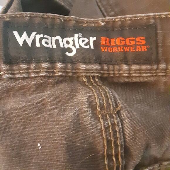 Wrangler RIGGS Mens 40x32 Canvas Double Front Knee Cargo Pants Green - Picture 4 of 11